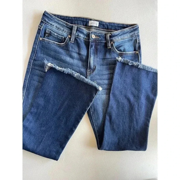 KanCan Quinn Mid Rise Ankle Flare Jeans Raw/Split/Frayed hem size 29 - Picture 8 of 11